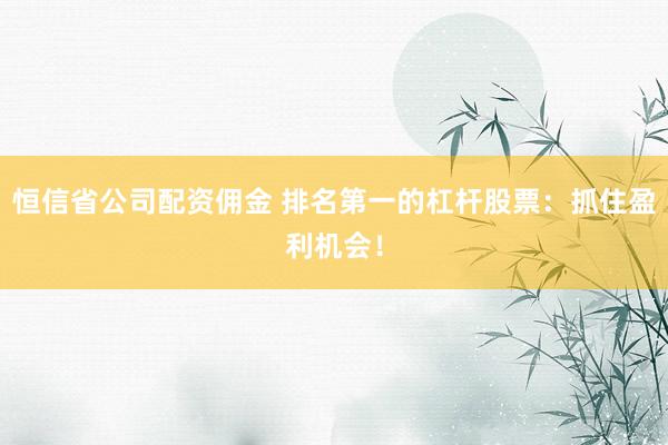 恒信省公司配资佣金 排名第一的杠杆股票：抓住盈利机会！