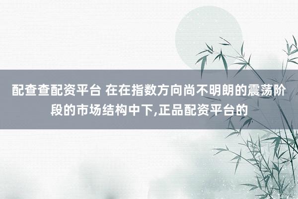 配查查配资平台 在在指数方向尚不明朗的震荡阶段的市场结构中下，正品配资平台的